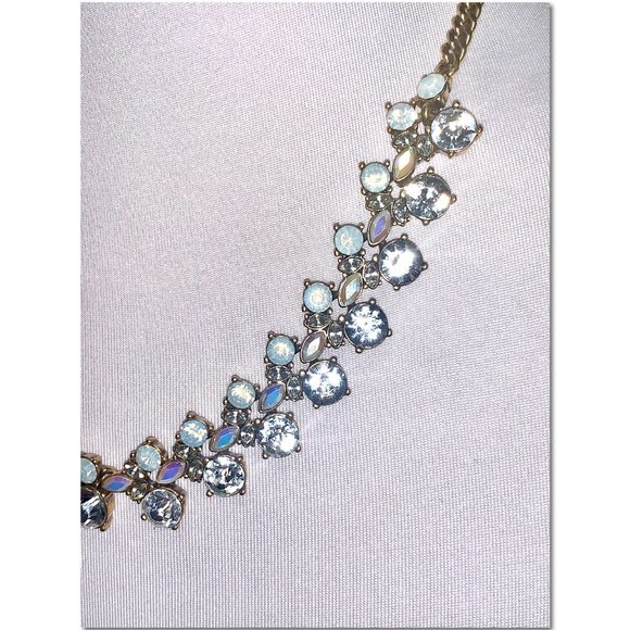 J. Crew Crystal and Opal Cluster Statement Necklace EUC - Picture 4 of 9